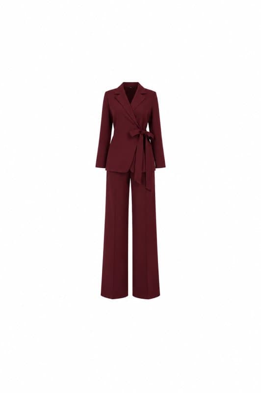 Women's Formal Wrap Blazer & Wide-Leg Pants Set