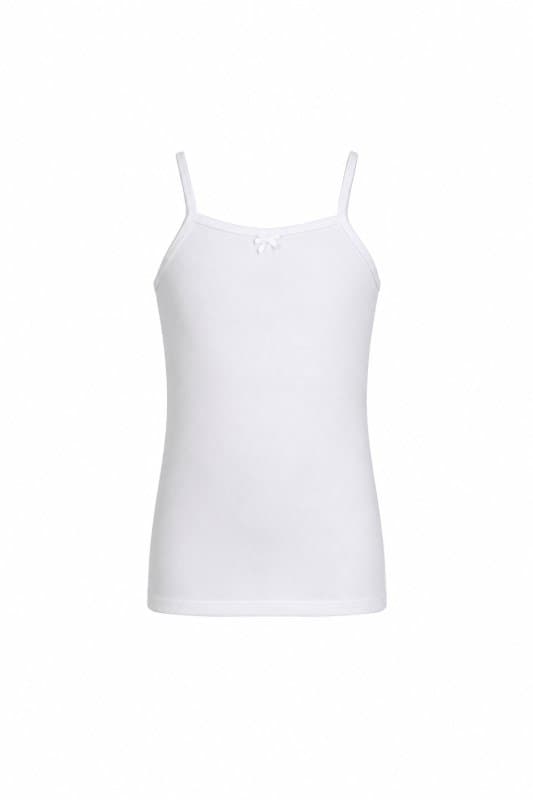 Girl's Underwear Camisole Satin Rib 100% Cotton White 7104