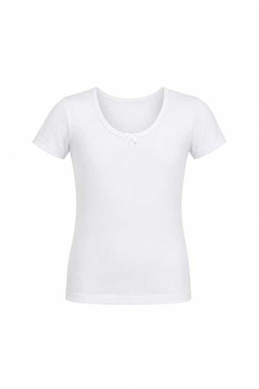  Girl's Underwear Half Sleeve Satin Rib 100% Cotton White 7102