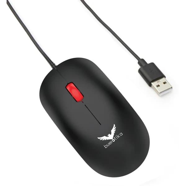 BUEROTIKA BM102U USB Optical Mouse – Silent, 1200 DPI, Wired