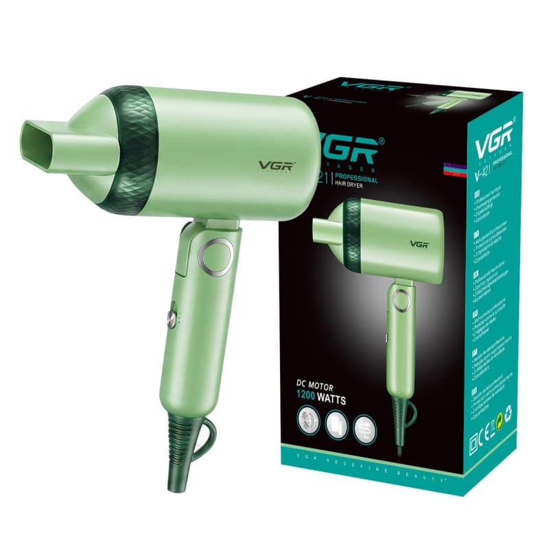 VGR V-421 Foldable Hair Dryer – 1200W, Green