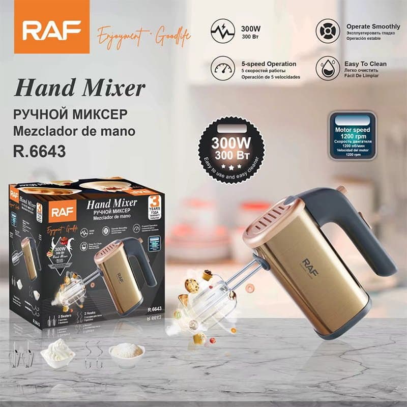 RAF R.6643 Electric Hand Mixer – 300W, 5 Speeds