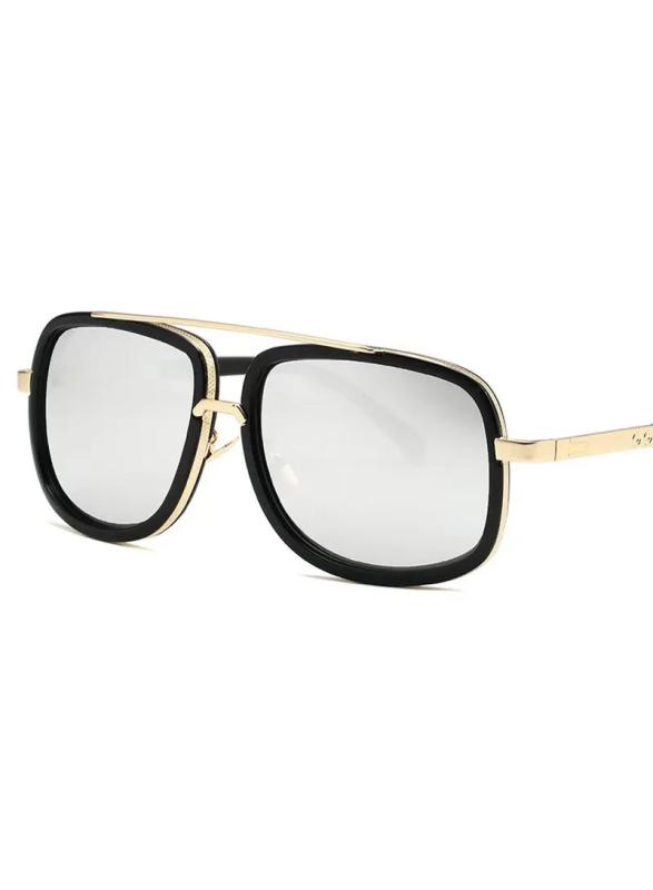 Unisex Vintage Sunglasses, Metal Frame Summer UV Protection Eyeglasses 8060 - Gold & Silver