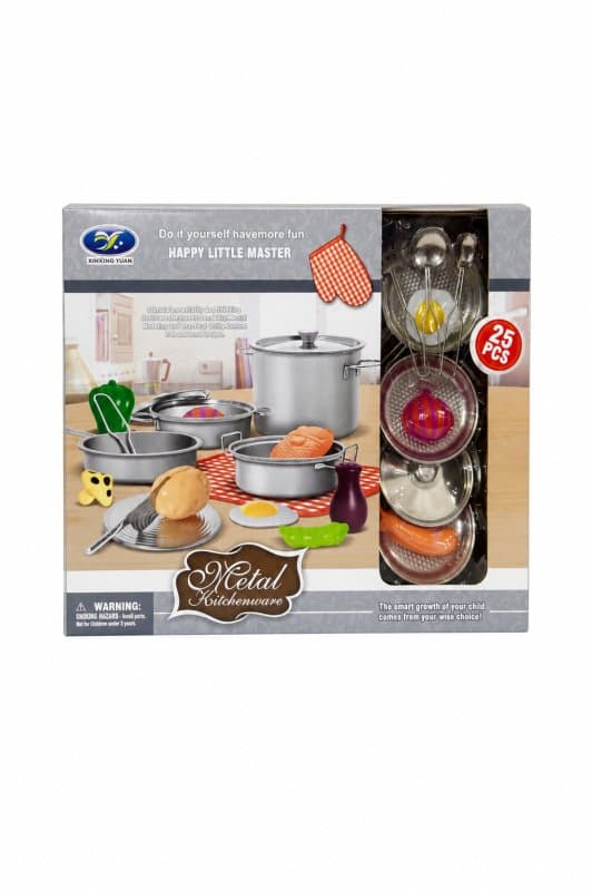 Metal Kitchenware Set for Kids - 25 Pcs