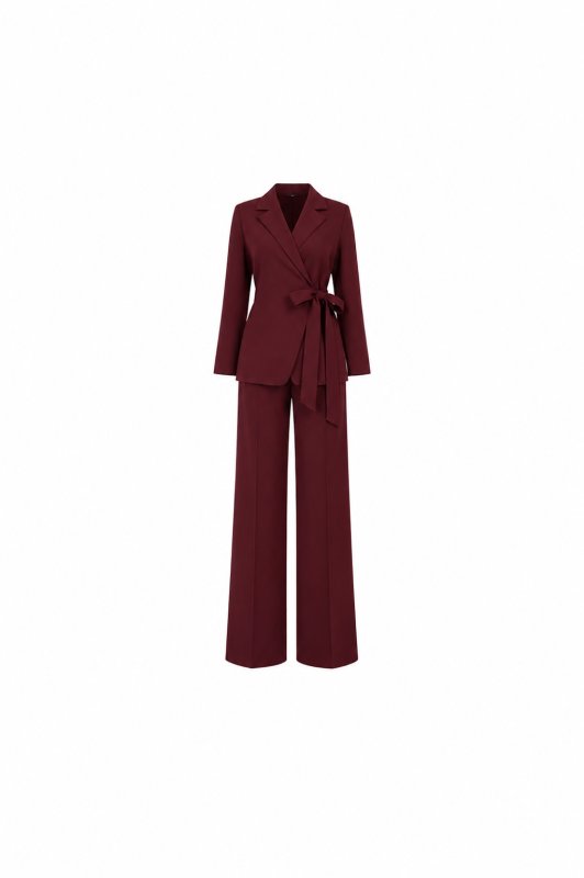 Women's Formal Wrap Blazer & Wide-Leg Pants Set