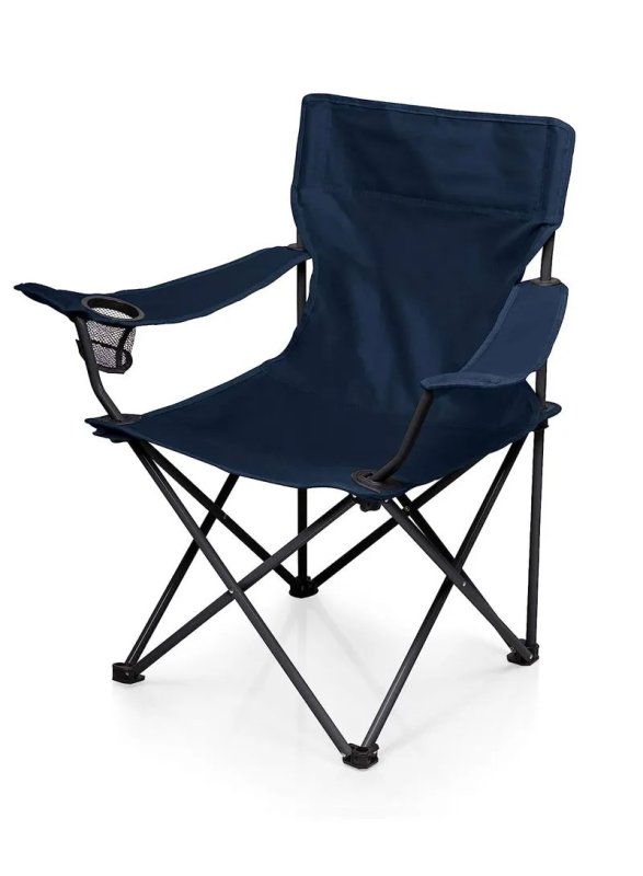 Portable Foldable Camping Chair with Cup Holder & Carry Bag-BLACK