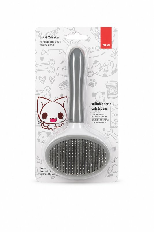 Pet brush with button 